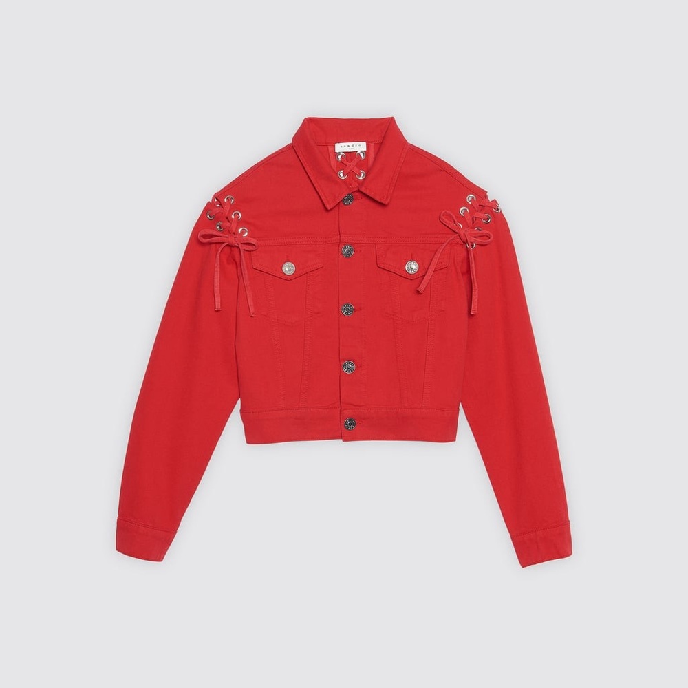Sandro Red Denim Jacket, NWT
